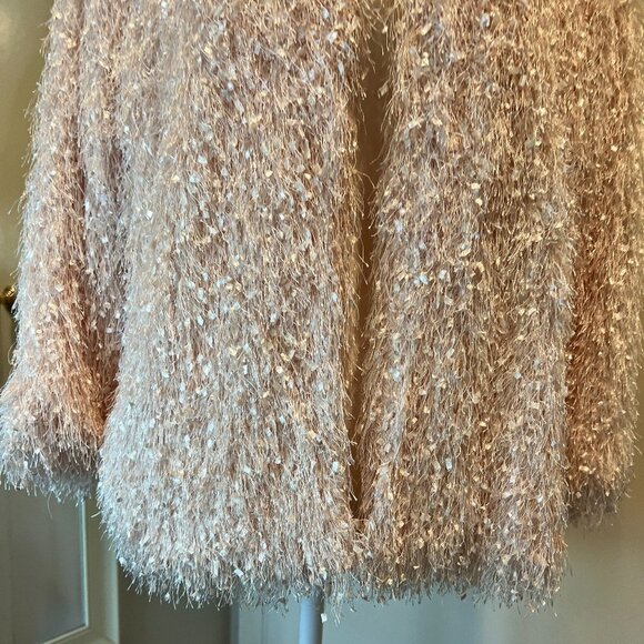 Alfani Silver Peony Pink confetti fringe jacket, Size Medium - Picture 3 of 12